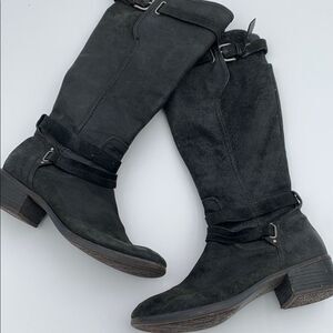 UGG Darcie style moto Women Black Suede low heel leather Boots 8.5